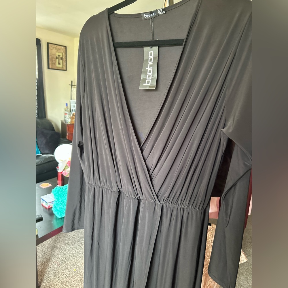 Boohoo | Plus Zoe Slinky Wrap Front Maxi Dress